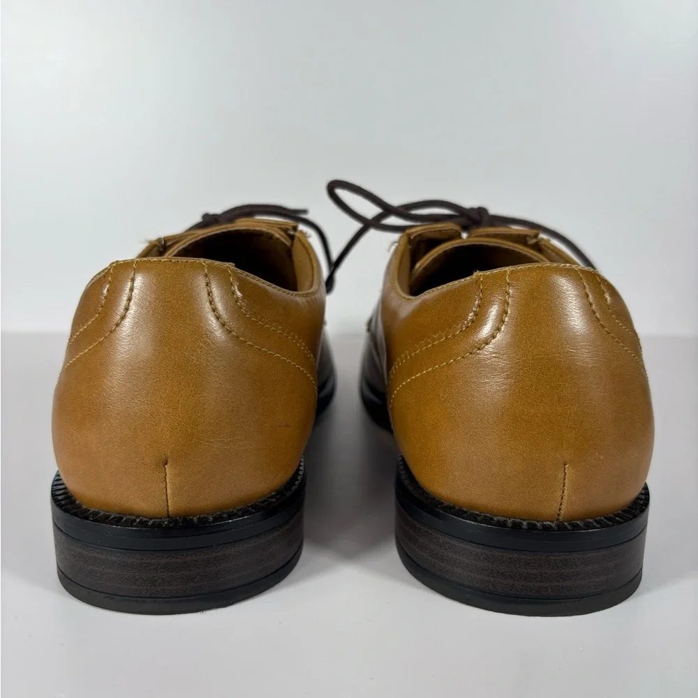 George Men’s Branford Casual Dress Oxfords in Brown Faux Leather-Cap Toe Design
